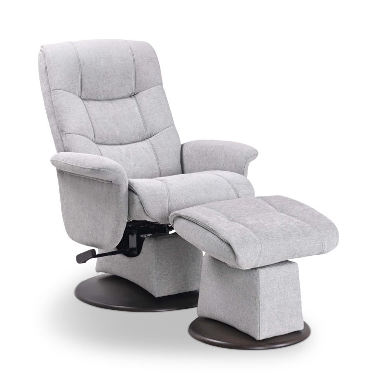 Swivel Glider Recliner Light Gray Woven Fabric Nursery Ottoman