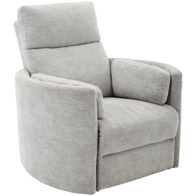 Swivel Glider Recliner Light Grey Nursery with Integrated Headrest