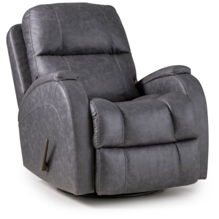Swivel Glider Recliner Mottled Upholstery Tiered Backrest