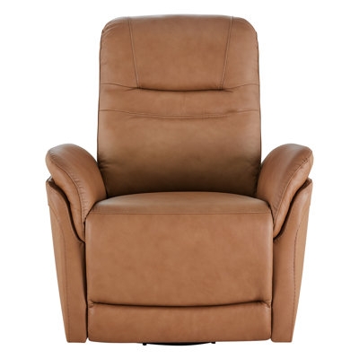 Swivel Glider Reclining Chair Tan Leather Like Ergonomic High Back