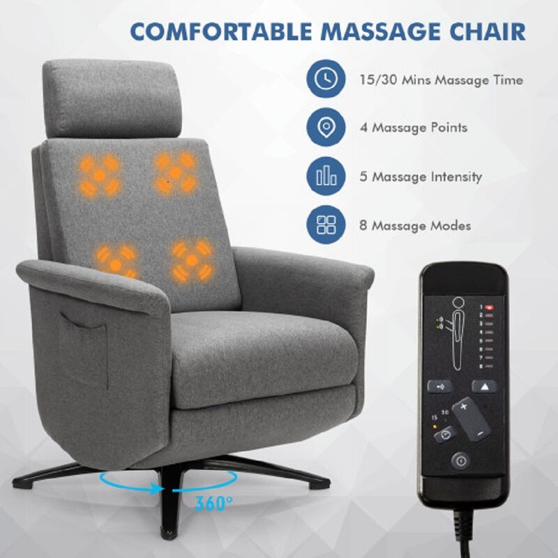 Swivel Massage Chair with 4-Point System and Remote