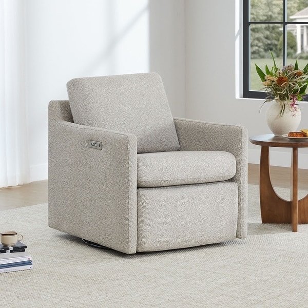 Swivel Power Recliner in Heathered Gray with Wall Hugger Design
