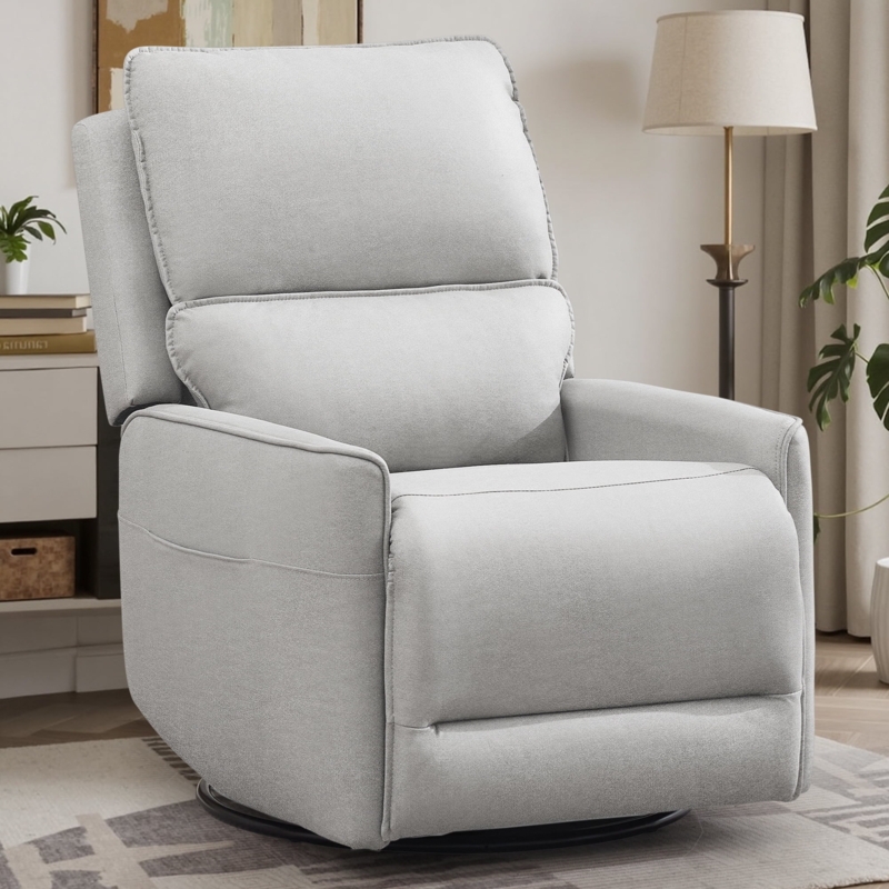 Swivel Recliner Chair Upholstered Fabric Compact Silhouette
