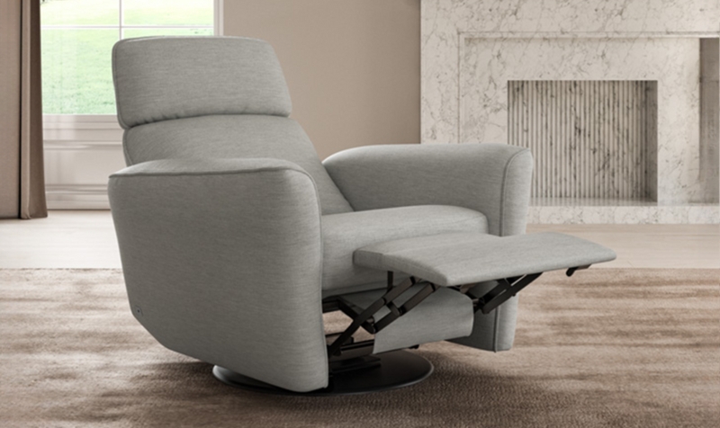Swivel Recliner Chair with Modern Welted Seams and Adjustable Headrest