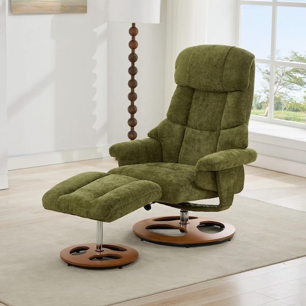 Swivel Recliner Circular Pedestal Base Matching Ottoman