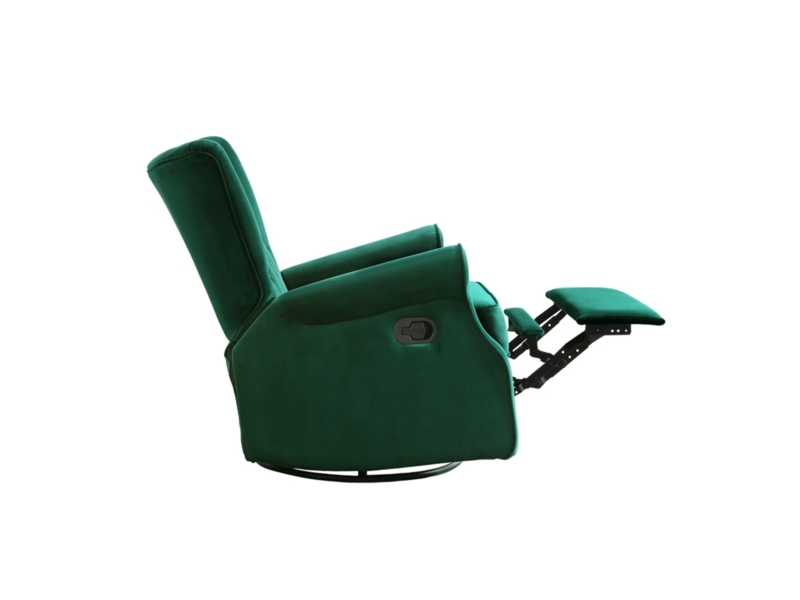 Swivel Recliner Emerald Green Velvet Manual Lever Extended Footrest