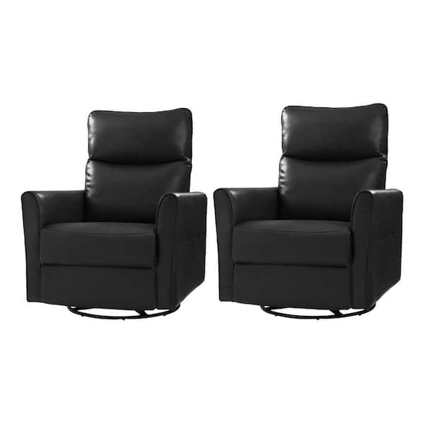 Swivel Recliner High Back Leather-Like Chair with Side Pocket Feature