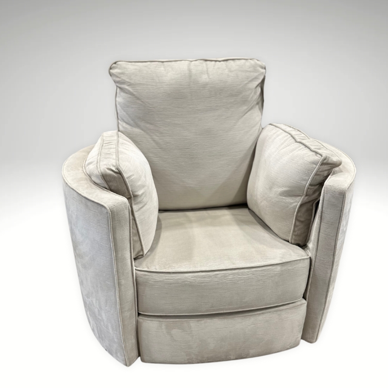Swivel Recliner Stone Woven Fabric High Back With Side Pillows
