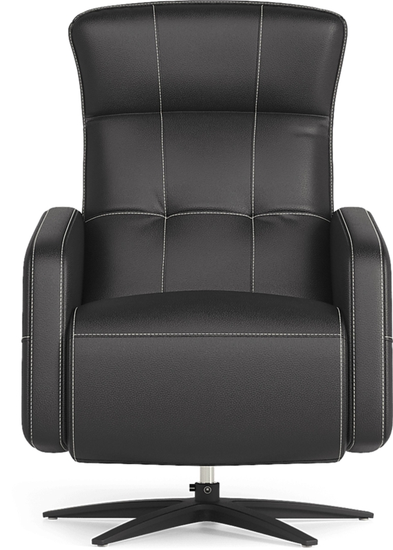 Swivel Recliner with Star Base Leather Like Contrast Stitching Power
