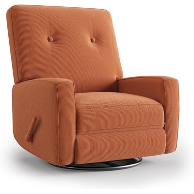 Swivel Rocker Recliner with Ribbed Corduroy Fabric and Square Arms