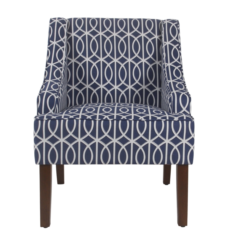 Swoop Arm Accent Chair, Trellis Pattern, Dark Legs