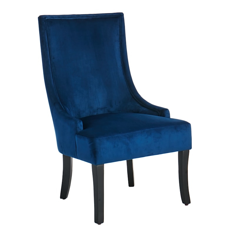 Tall Back Accent Chair with Sloping Arms and Dark Tapered Legs