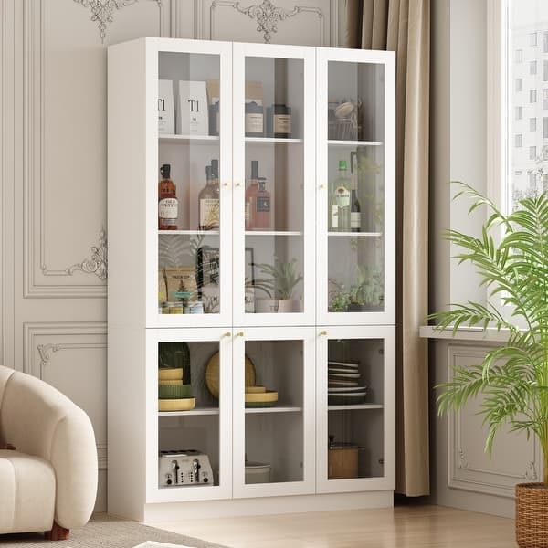 Tall Display Cabinet featuring Six Glass Doors