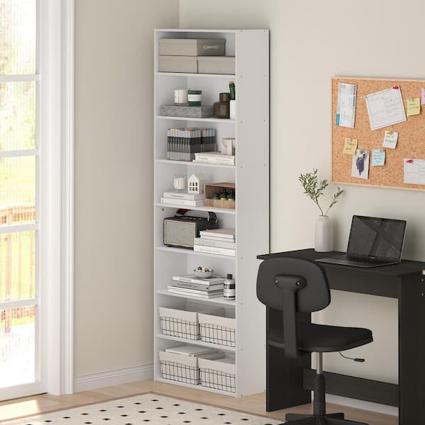 Tall Narrow 8-Tier Bookcase Home Office Organizer