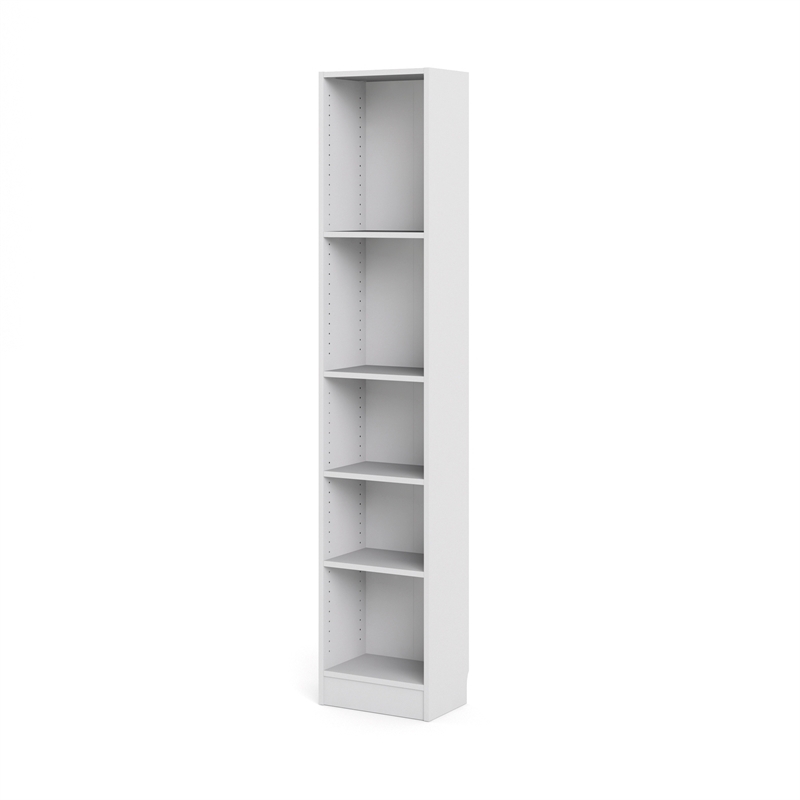 Tall Narrow Bookcase Adjustable Shelving Matte Finish Slim Storage Tower
