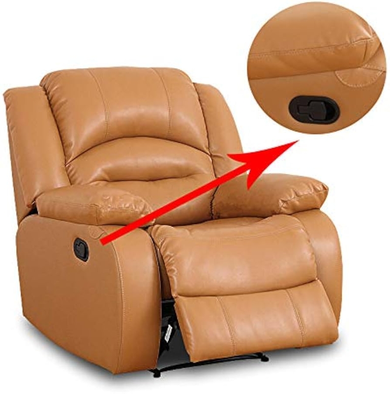 Tan Leather-Like Recliner Chair with Flapper-Style Release Handle