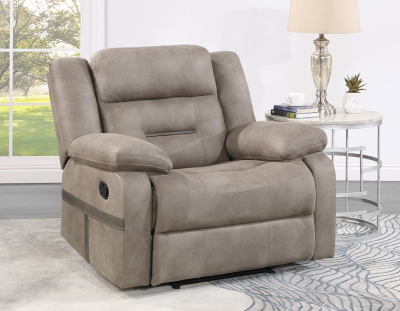 Tan Manual Recliner Overstuffed Living Room Chair Plush Padded