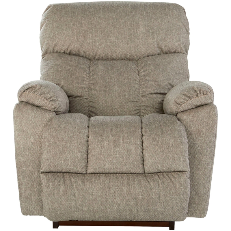Tan Rocker Recliner Chair with Channel Stitched Back and Heathered Fabric
