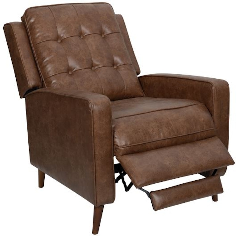 Tapered Leg Armchair, Manual Push-Back Recliner with Tufted Back