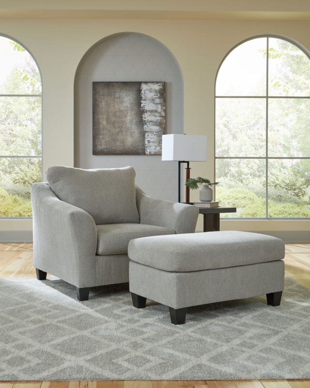 Taupe Chair And A Half With Flared Arms And Ottoman