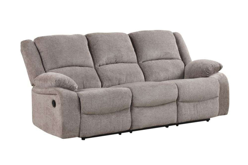 Taupe Chenille Reclining Sofa with Pillow Top Arms