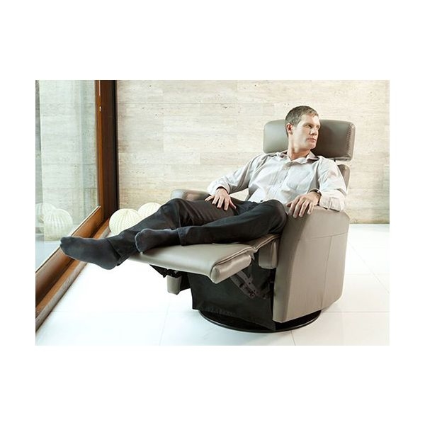 Taupe Leather-Like Swivel Glider Recliner with Adjustable Headrest