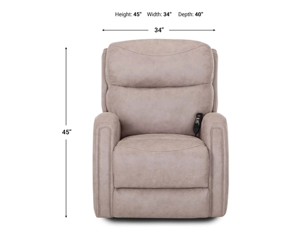 Taupe Power Lift Recliner with Channeled Back and Track Arms
