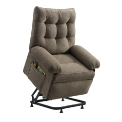 Taupe Textured Power Lift Recliner with Tufted Backrest