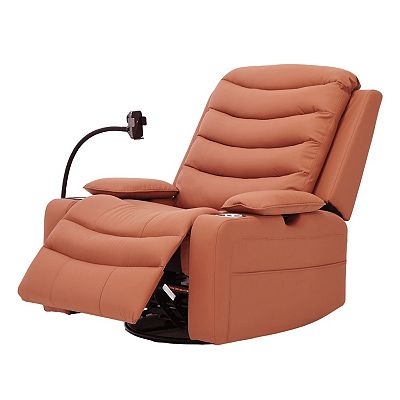 Terracotta Power Swivel Recliner with Integrated Device Mount