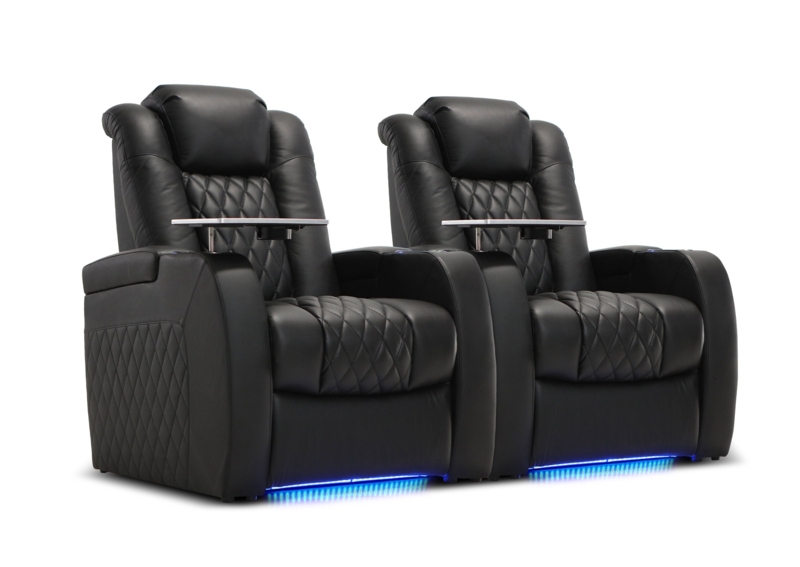 Theater Seating Black Diamond Stitching LED Lighting Trays