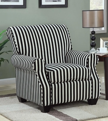 Traditional Accent Chair Rolled Arms Tapered Legs Striped