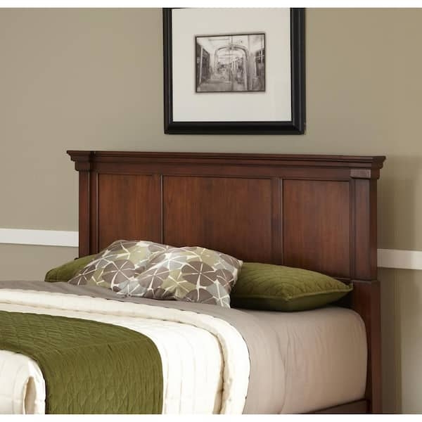 Traditional Cherry Wood Headboard with Crown Molding