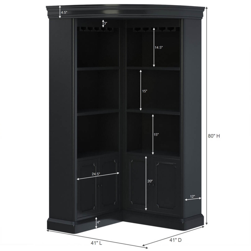 Traditional Corner Bar Cabinet with Stemware Racks