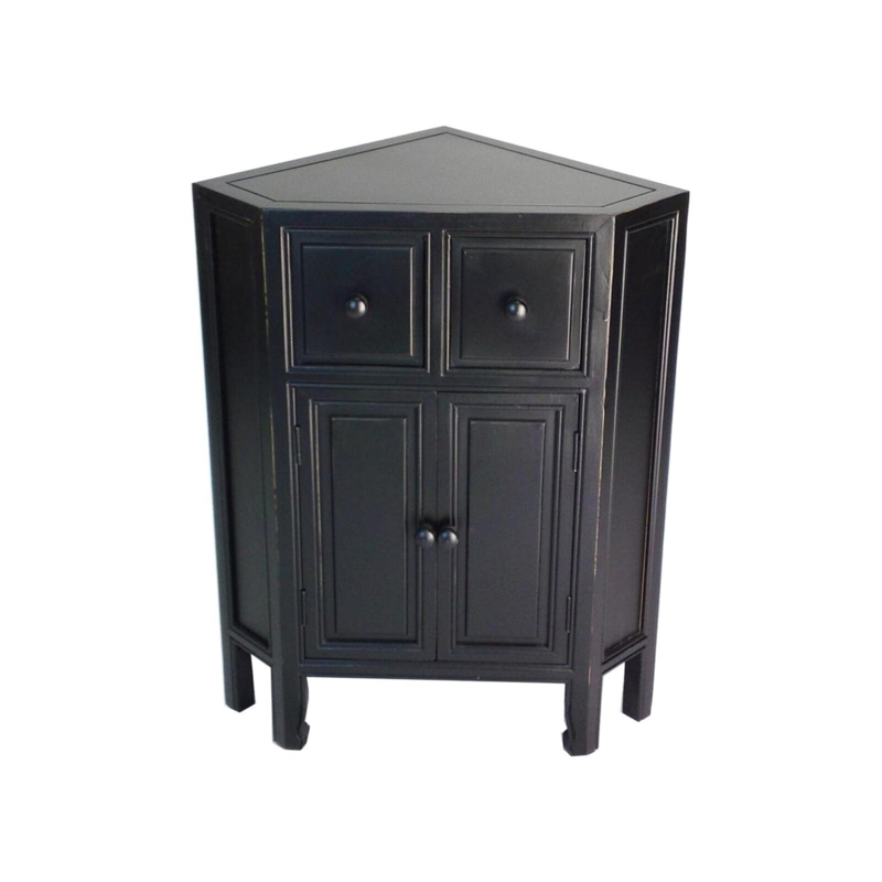 Traditional Corner Cupboard with Distressed Edges and Bracket Feet