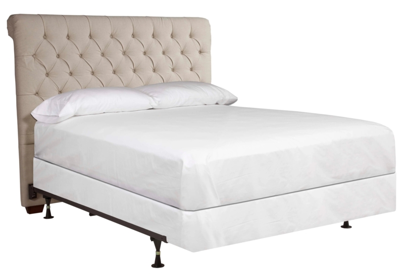 Traditional Cream Upholstered Headboard with Elegant Scrolled Top