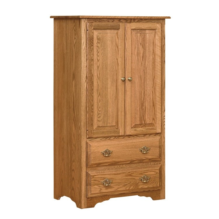 Traditional Honey Oak Wardrobe with Ornate Brass Pulls