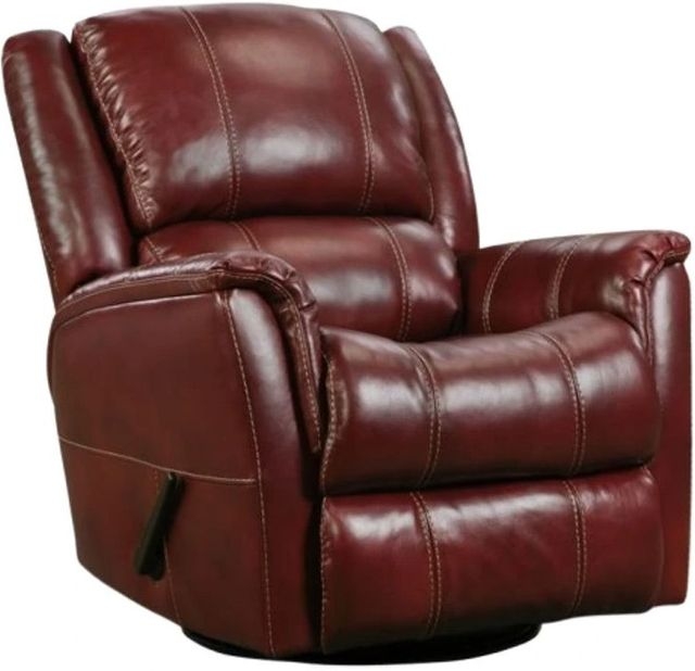 Traditional Manual Swivel Recliner with Rolled Arms and Contrast Stitching