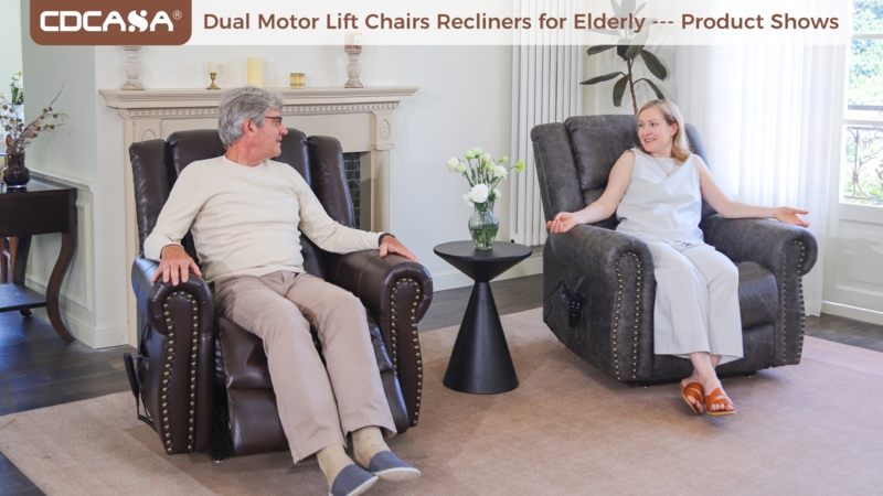 Traditional Power Lift Recliners with Nailhead Trim and Rolled Arms