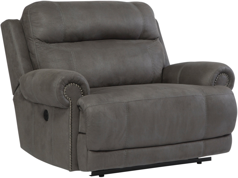 Traditional Power Recliner with Nailhead Trim and Rolled Arms