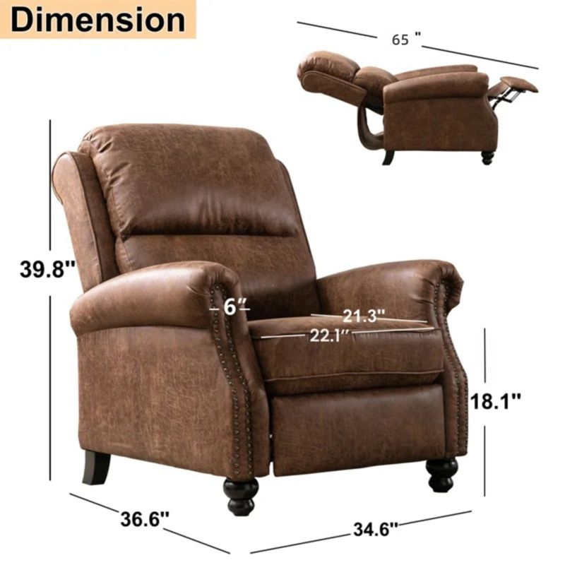 Traditional Pushback Recliner with Turned Wooden Legs