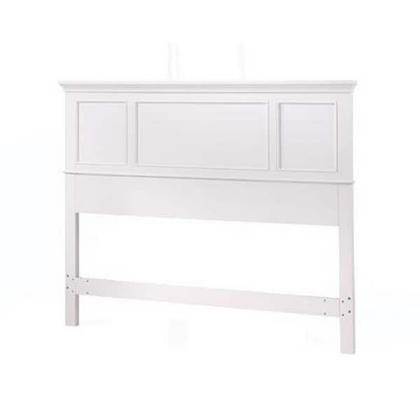 Traditional White Headboard with Triple Panels and Crown Molding