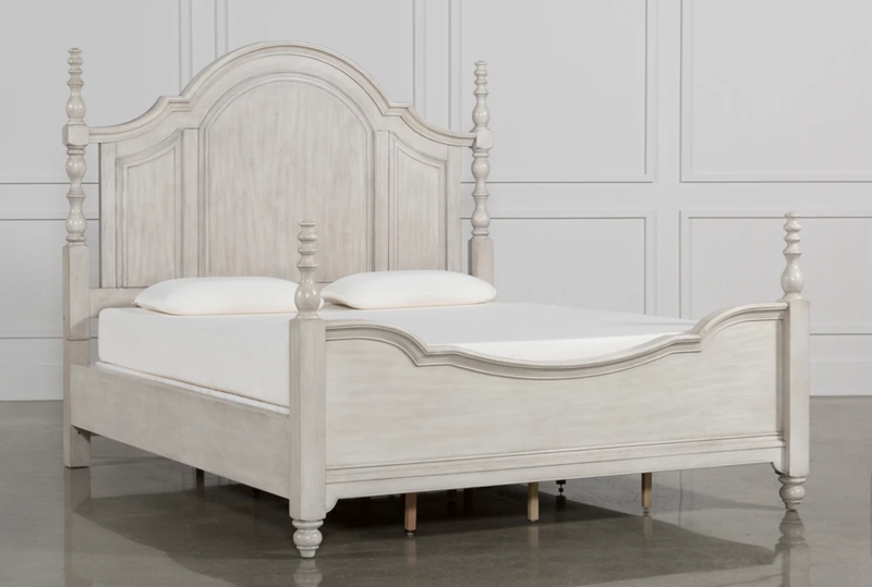 Traditional Whitewashed Poster Bed with Turned Posts