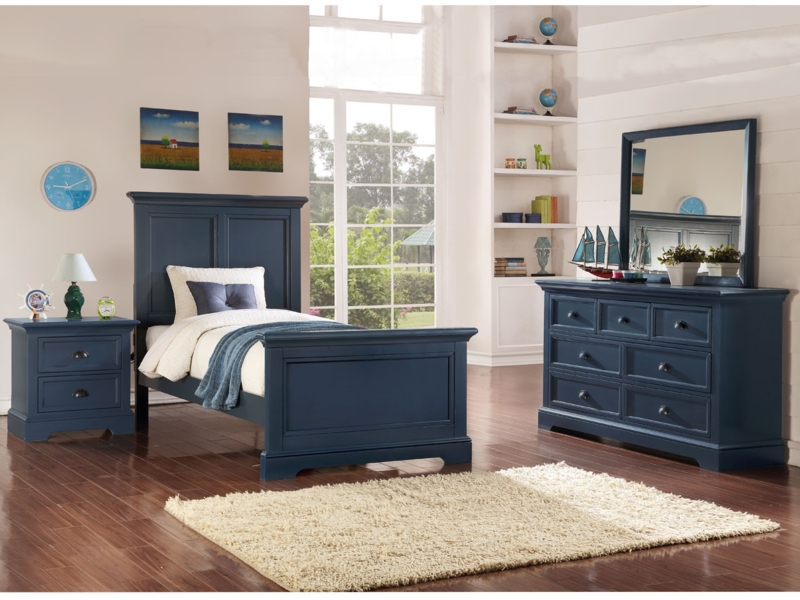 Traditional Wood Panel Bed with Recessed Detailing