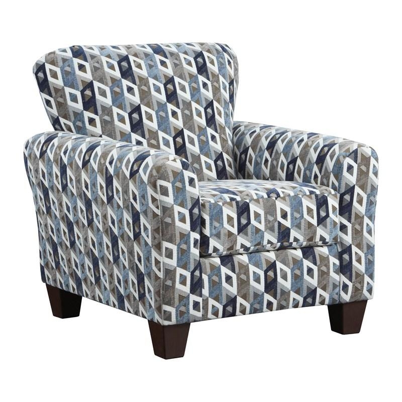 Transitional Accent Chair featuring Geometric Cube Pattern Fabric