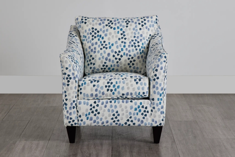 Transitional Accent Chair with Blue and Grey Watercolor Dot Pattern