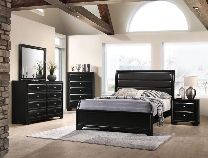 Transitional Bedroom Set with Horizontally Paneled Headboard