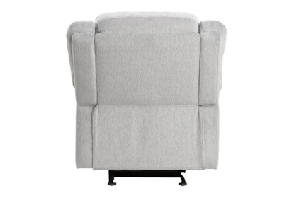 Transitional Manual Glider Recliner in Light Grey Woven Chenille