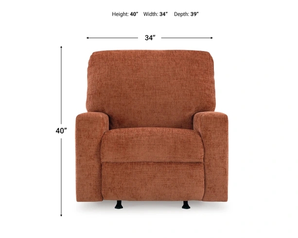 Transitional Manual Recliner with Ribbed Texture, Terracotta Fabric