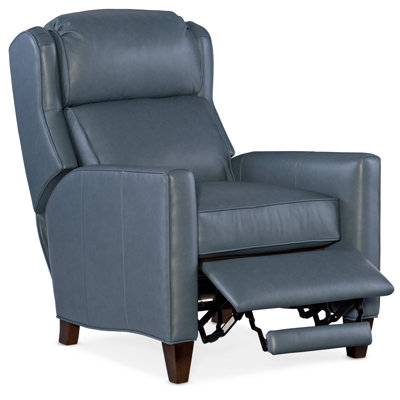 Transitional Slate Blue Recliner Chair with Tapered Wood Legs