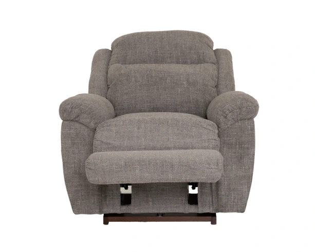 Truffle Gray Rocker Recliner Upholstered Tiered Pillow Back Casual